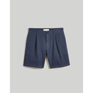 Madewell Mens After Midnight Navy Blue Cotton Linen Pleated Chino Shorts Size 31